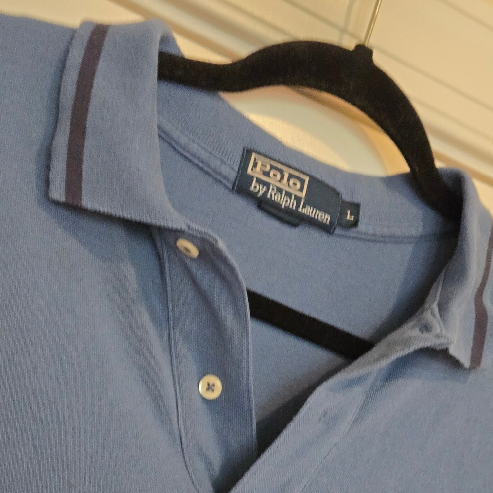 Polo Ralph Lauren Blue Pocket Polo Shirt Men's L‎ Classic Fit Cotton - Picture 5 of 7